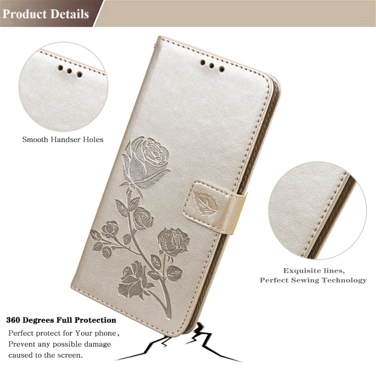 For Xiaomi Redmi 10 Rose Embossed Horizontal Flip PU Leather Case with Holder & Card Slots & Wallet(Gold) - Xiaomi Cases by buy2fix | Online Shopping UK | buy2fix