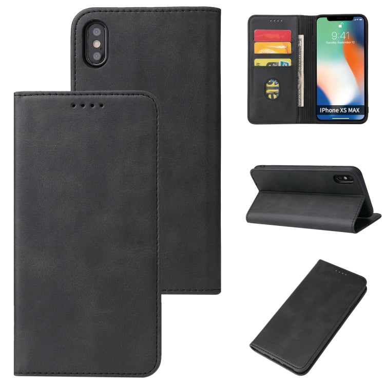 For iPhone XS Max Calf Texture Magnetic Horizontal Flip Leather Case with Holder & Card Slots & Wallet(Black) - More iPhone Cases by buy2fix | Online Shopping UK | buy2fix