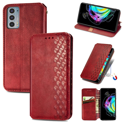 For Motorola Edge 20 Cubic Grid Pressed Horizontal Flip Magnetic PU Leather Case with Holder & Card Slots & Wallet(Red) - Motorola Cases by buy2fix | Online Shopping UK | buy2fix