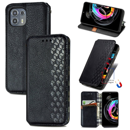 For Motorola Edge 20 Lite Cubic Grid Pressed Horizontal Flip Magnetic PU Leather Case with Holder & Card Slots & Wallet(Black) - Motorola Cases by buy2fix | Online Shopping UK | buy2fix