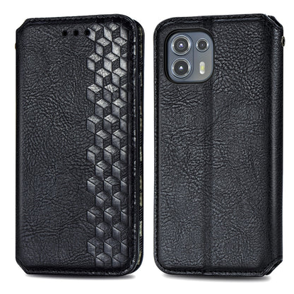 For Motorola Edge 20 Lite Cubic Grid Pressed Horizontal Flip Magnetic PU Leather Case with Holder & Card Slots & Wallet(Black) - Motorola Cases by buy2fix | Online Shopping UK | buy2fix