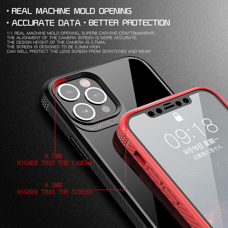 For iPhone 11 Pro MG Series Carbon Fiber TPU + Clear PC Four-corner Airbag Shockproof Case (Red) - iPhone 11 Pro Cases by buy2fix | Online Shopping UK | buy2fix