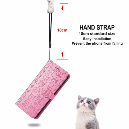 For Motorola Moto Edge 20 Lovely Cat and Dog Embossing Pattern Horizontal Flip Leather Case , with Holder & Card Slots & Wallet & Cartoon Clasp & Lanyard(Pink) - Motorola Cases by buy2fix | Online Shopping UK | buy2fix