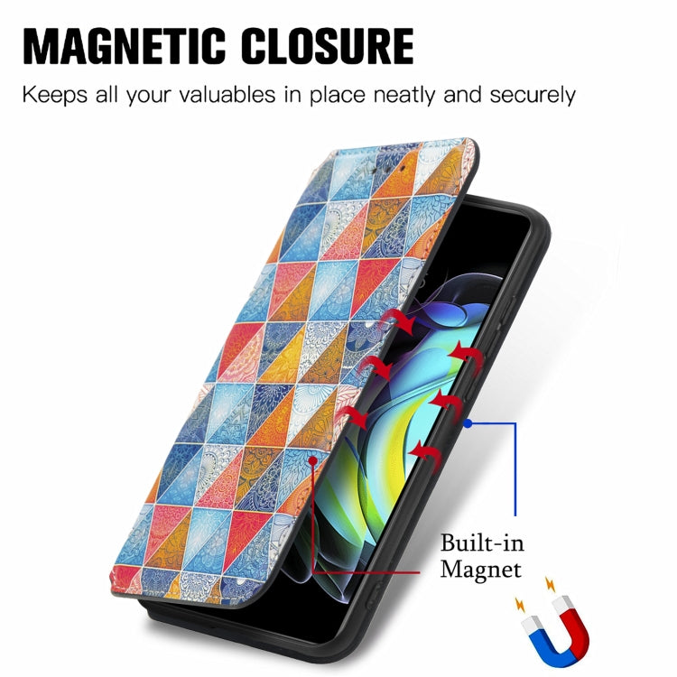 For Motorola Edge 20 Colorful Magnetic Horizontal Flip PU Leather Case with Holder & Card Slot & Wallet(Rhombus Mandala) - Motorola Cases by buy2fix | Online Shopping UK | buy2fix