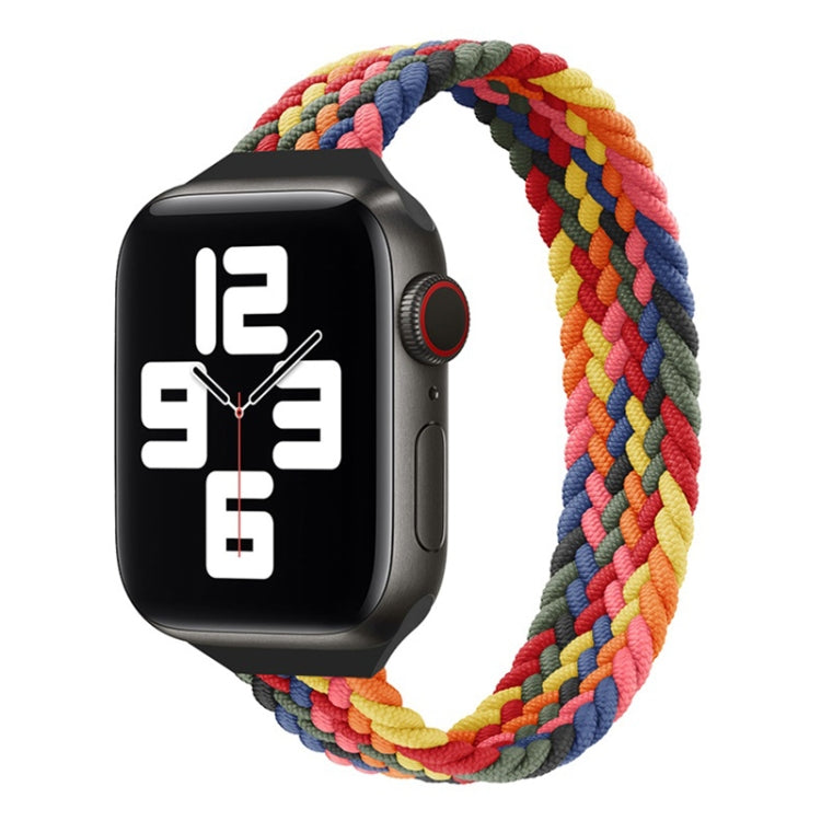 Small Waist Single Loop Nylon Braid Watch Band For Apple Watch Series 9&8&7 41mm / SE 3&SE 2&6&SE&5&4 40mm / 3&2&1 38mm, Size: XS 130mm(Colorful) - Watch Bands by buy2fix | Online Shopping UK | buy2fix