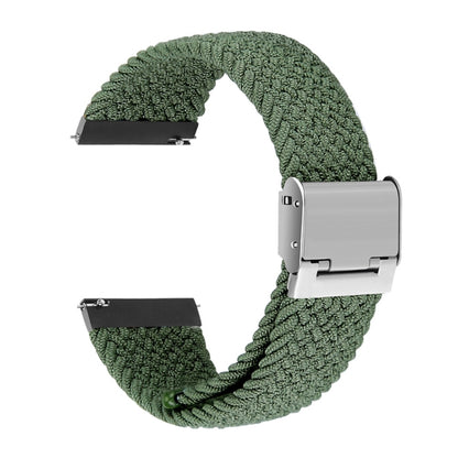 22mm Universal Metal Buckle Nylon Braided Watch Band(Olive Green) - 22mm Bands by buy2fix | Online Shopping UK | buy2fix