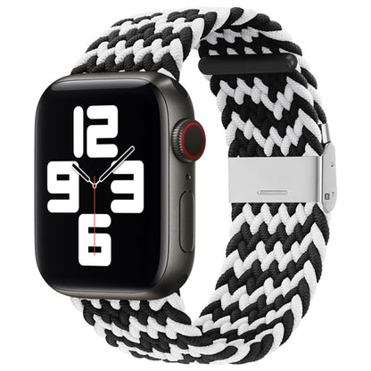 Nylon Braid One Buckle Watch Band For Apple Watch Series 9&8&7 41mm / SE 3&SE 2&6&SE&5&4 40mm / 3&2&1 38mm(W Black White) - Watch Bands by buy2fix | Online Shopping UK | buy2fix