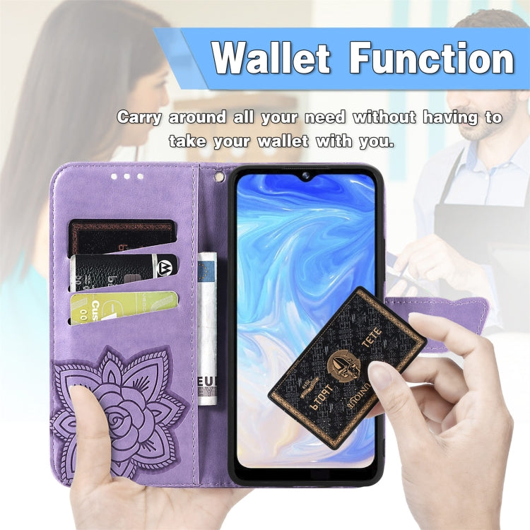 For DOOGEE N40 Pro Butterfly Love Flowers Embossed Horizontal Flip Leather Case with Holder & Card Slots & Wallet & Lanyard(Light Purple) - More Brand by buy2fix | Online Shopping UK | buy2fix