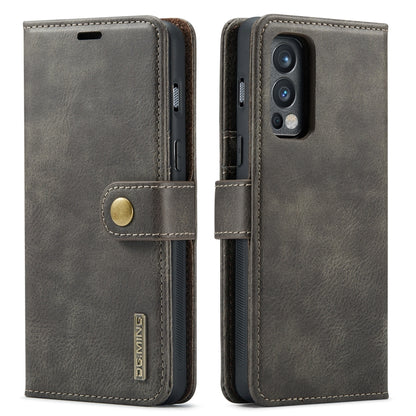 For OnePlus Nord N200 5G DG.MING Crazy Horse Texture Flip Detachable Magnetic Leather Case with Holder & Card Slots & Wallet(Grey) - OnePlus Cases by DG.MING | Online Shopping UK | buy2fix