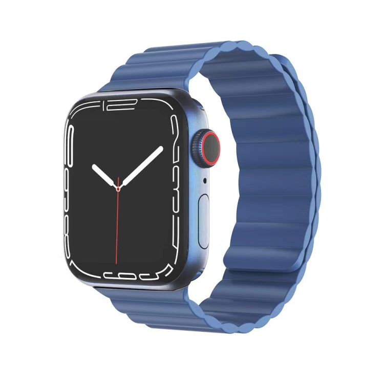 Mutural Liquid Silicone Magnetic Strap Watch Band For Apple Watch Ultra 49mm&Watch Ultra 2 49mm / Series 9&8&7 45mm / SE 3&SE 2&6&SE&5&4 44mm / 3&2&1 42mm(Blue) - Watch Bands by Mutural | Online Shopping UK | buy2fix