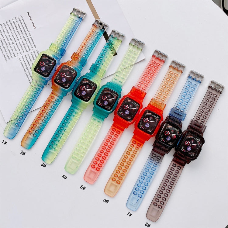 Jelly Gradient Transparent TPU Strap Watch Band For Apple Watch Ultra 49mm&Watch Ultra 2 49mm / Series 9&8&7 45mm / SE 3&SE 2&6&SE&5&4 44mm / 3&2&1 42mm(2) - Watch Bands by buy2fix | Online Shopping UK | buy2fix