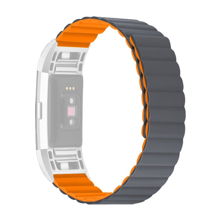 For Fitbit Charge 2 Silicone Magnetic Watch Band(Grey Orange) - Watch Bands by buy2fix | Online Shopping UK | buy2fix