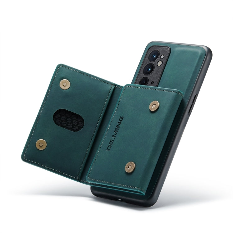 For OnePlus 9RT 5G DG.MING M2 Series 3-Fold Multi Card Bag Back Cover Leather Phone Case(Green) - OnePlus Cases by DG.MING | Online Shopping UK | buy2fix