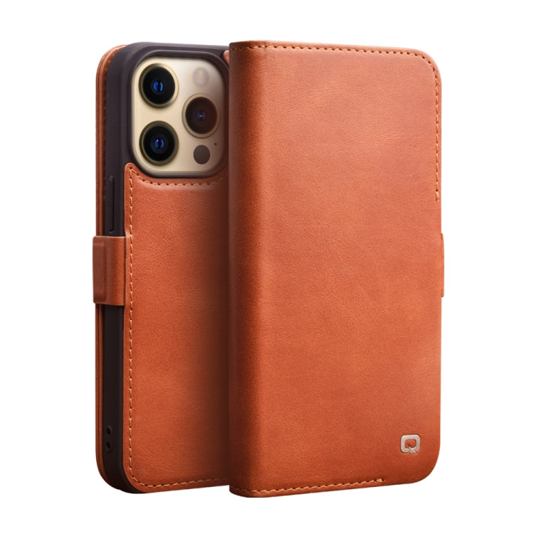 For iPhone 13 Pro Max QIALINO Magnetic Buckle Leather Phone Case (Brown) - iPhone 13 Pro Max Cases by QIALINO | Online Shopping UK | buy2fix