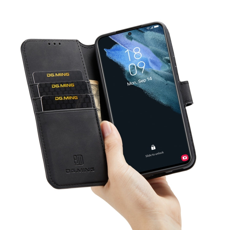 For Samsung Galaxy S22+ DG.MING Retro Oil Side Horizontal Flip Leather Case with Holder & Card Slots & Wallet(Black) - Galaxy S22+ 5G Cases by DG.MING | Online Shopping UK | buy2fix