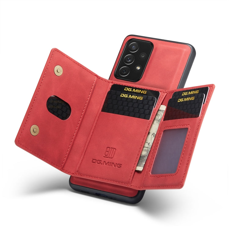 For Samsung Galaxy A33 5G DG.MING M2 Series 3-Fold Multi Card Bag Phone Case(Red) - Galaxy Phone Cases by DG.MING | Online Shopping UK | buy2fix