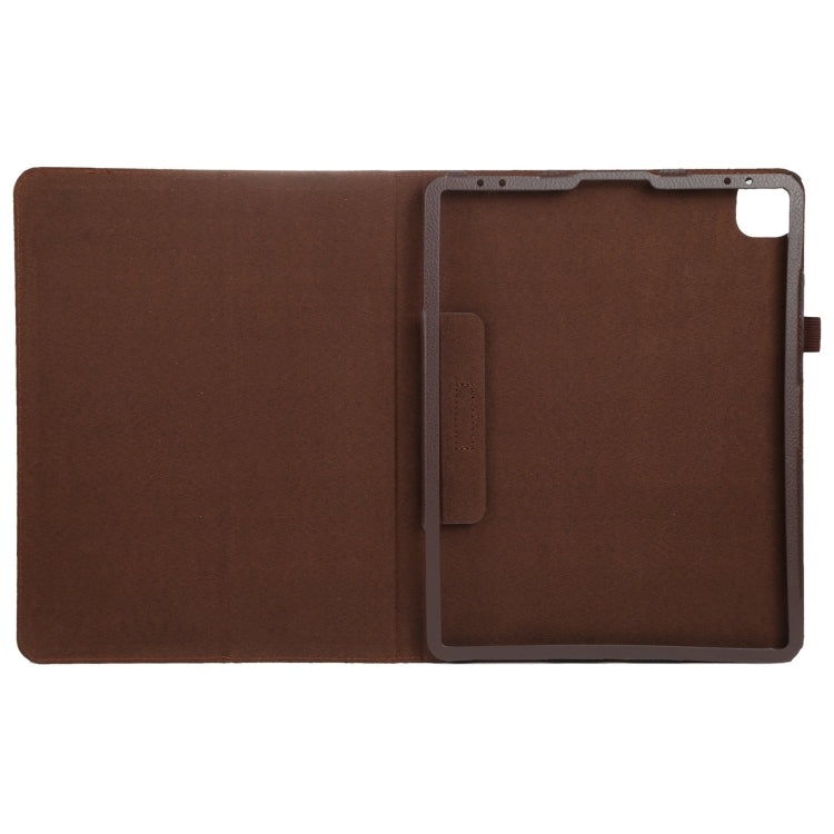 For iPad Air 13 2024 / iPad Pro 12.9 2022 / 2021 / 2020 / 2018 Litchi Texture Solid Color Leather Tablet Case(Brown) - iPad Pro 12.9 (2022/2021) Cases by buy2fix | Online Shopping UK | buy2fix