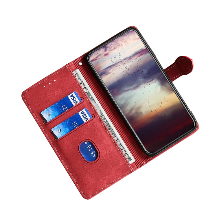 For Blackview A70 Skin Feel Straw Hat Magnetic Buckle Leather Phone Case(Red) - More Brand by buy2fix | Online Shopping UK | buy2fix