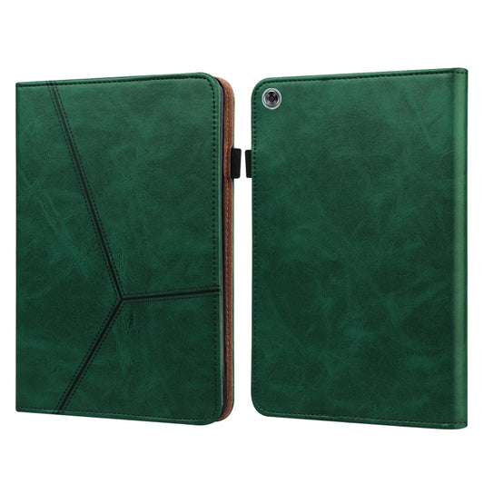 For Huawei MediaPad M5 Lite 10.1 Solid Color Embossed Striped Leather Case(Green) - Ulefone Cases by buy2fix | Online Shopping UK | buy2fix