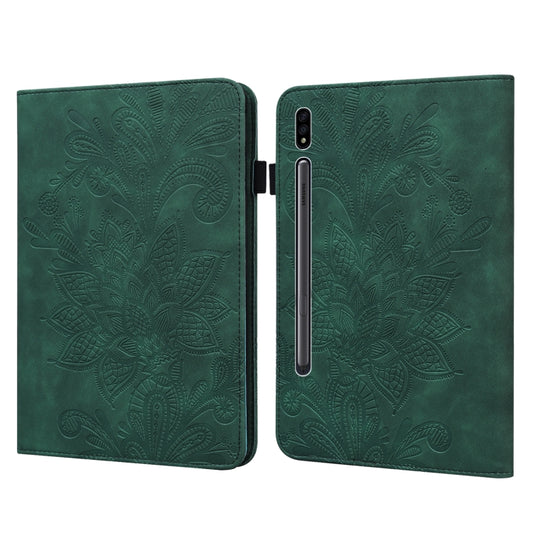 Lace Flower Embossing Pattern Leather Tablet Case For Samsung Galaxy Tab S8(Green) - Galaxy Tab S8 Cases by buy2fix | Online Shopping UK | buy2fix