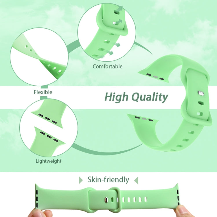 Butterfly Buckle Silicone Watch Band, Size: S For Apple Watch Ultra 49mm&Watch Ultra 2 49mm / Series 9&8&7 45mm / SE 3&SE 2&6&SE&5&4 44mm / 3&2&1 42mm(Duck Green) - Watch Bands by buy2fix | Online Shopping UK | buy2fix