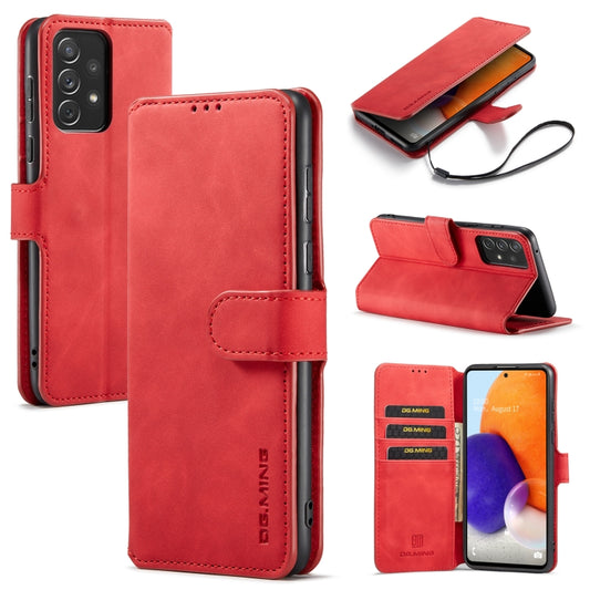 For Samsung Galaxy A73 5G DG.MING Retro Oil Edge Flip Leather Phone Case(Red) - Galaxy Phone Cases by DG.MING | Online Shopping UK | buy2fix