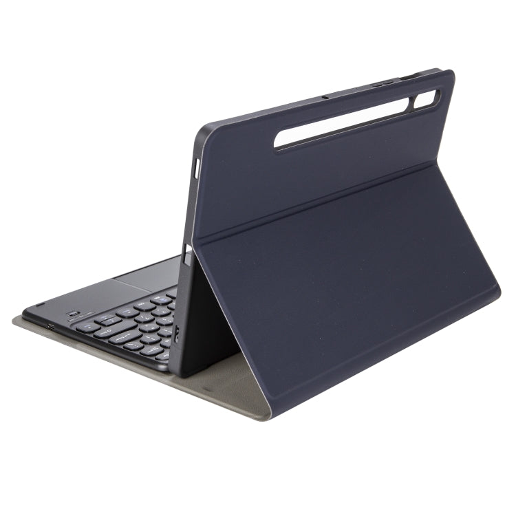 YA08B-A  Lambskin Texture Voltage Round Keycap Bluetooth Keyboard Leather Case with Touchpad For Samsung Galaxy Tab A8 10.5 2021 SM-X200 / SM-X205(Blue) - Samsung Keyboard by buy2fix | Online Shopping UK | buy2fix