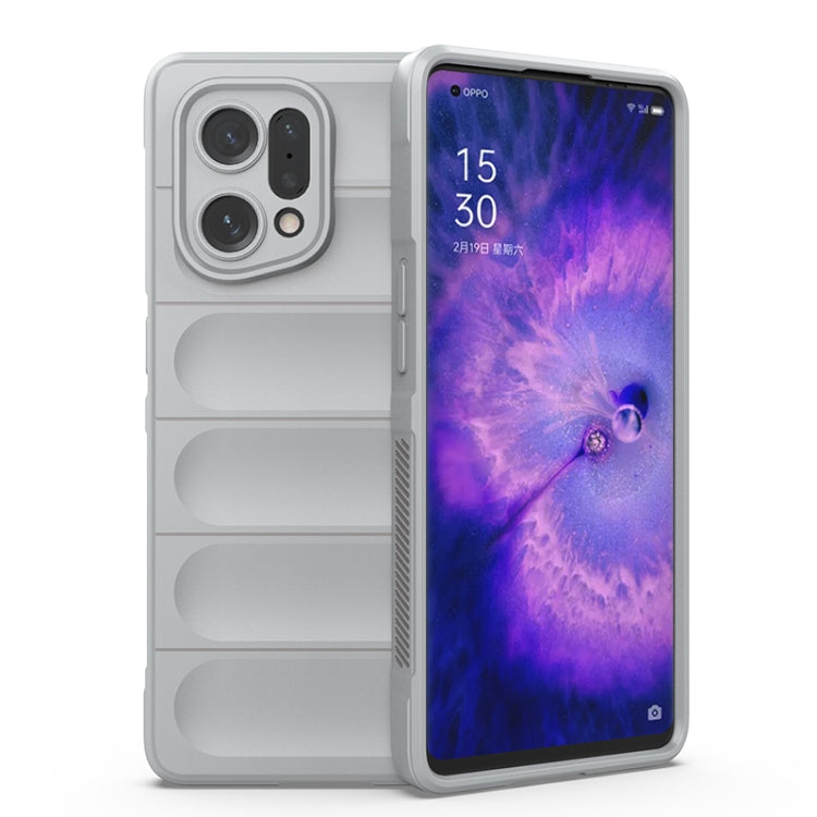 For OPPO Find X5 Magic Shield TPU + Flannel Phone Case(Grey) - OPPO Cases by buy2fix | Online Shopping UK | buy2fix