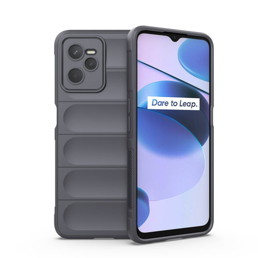 For OPPO Realme C35 Magic Shield TPU + Flannel Phone Case(Dark Grey) - Realme Cases by buy2fix | Online Shopping UK | buy2fix