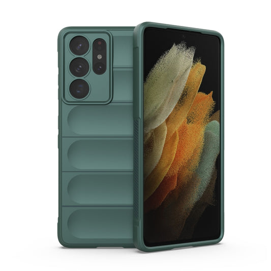 For Samsung Galaxy S21 Ultra  5G Magic Shield TPU + Flannel Phone Case(Dark Green) - Galaxy S21 Ultra 5G Cases by buy2fix | Online Shopping UK | buy2fix