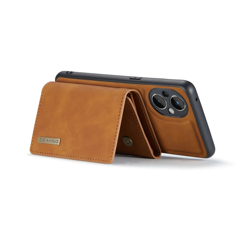 For OnePlus Nord N20 5G DG.MING M1 Series 3-Fold Multi Card Wallet + Magnetic Phone Case(Brown) - OnePlus Cases by DG.MING | Online Shopping UK | buy2fix