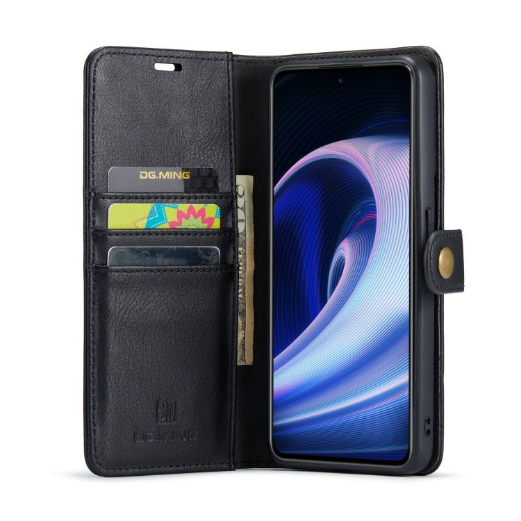 For OnePlus Ace & 10R DG.MING Crazy Horse Texture Detachable Magnetic Leather Phone Case(Black) - OnePlus Cases by DG.MING | Online Shopping UK | buy2fix