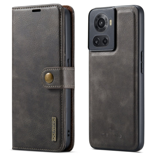 For OnePlus Ace & 10R DG.MING Crazy Horse Texture Detachable Magnetic Leather Phone Case(Grey) - OnePlus Cases by DG.MING | Online Shopping UK | buy2fix