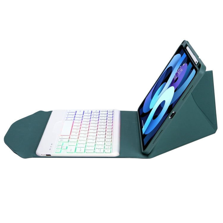 Z098BS Pen Slot Backlight Bluetooth Keyboard Leather Tablet Case For iPad Air 10.9 2022/2020(Green) - For iPad Air by buy2fix | Online Shopping UK | buy2fix