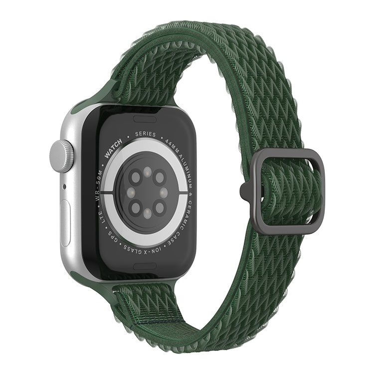 Wave Small Waist Nylon Watch Band For Apple Watch Ultra 49mm&Watch Ultra 2 49mm / Series 9&8&7 45mm / SE 3&SE 2&6&SE&5&4 44mm / 3&2&1 42mm(Army Green) - Watch Bands by buy2fix | Online Shopping UK | buy2fix