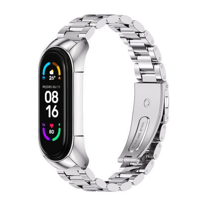 For Xiaomi Mi Band 6 / 6 NFC MIJOBS TF2 Tri-Bead Stainless Steel Watch Band(Silver) - Watch Bands by MIJOBS | Online Shopping UK | buy2fix