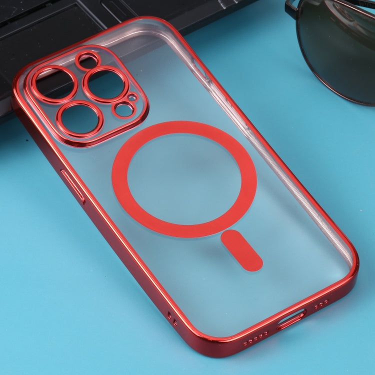 For iPhone 12 Pro Max MagSafe Electroplating Straight TPU Phone Case(Red) - iPhone 12 Pro Max Cases by buy2fix | Online Shopping UK | buy2fix