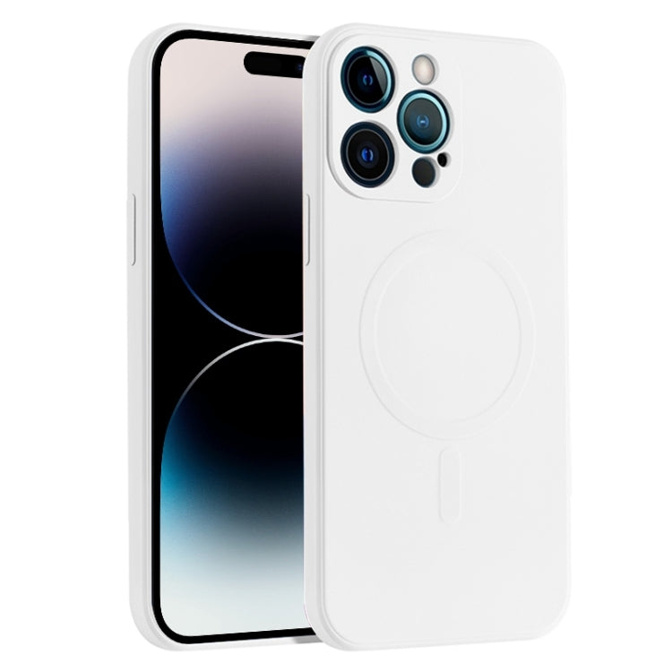 For iPhone 14 Pro Liquid Silicone Full Coverage Magsafe Phone Case(White) - iPhone 14 Pro Cases by buy2fix | Online Shopping UK | buy2fix