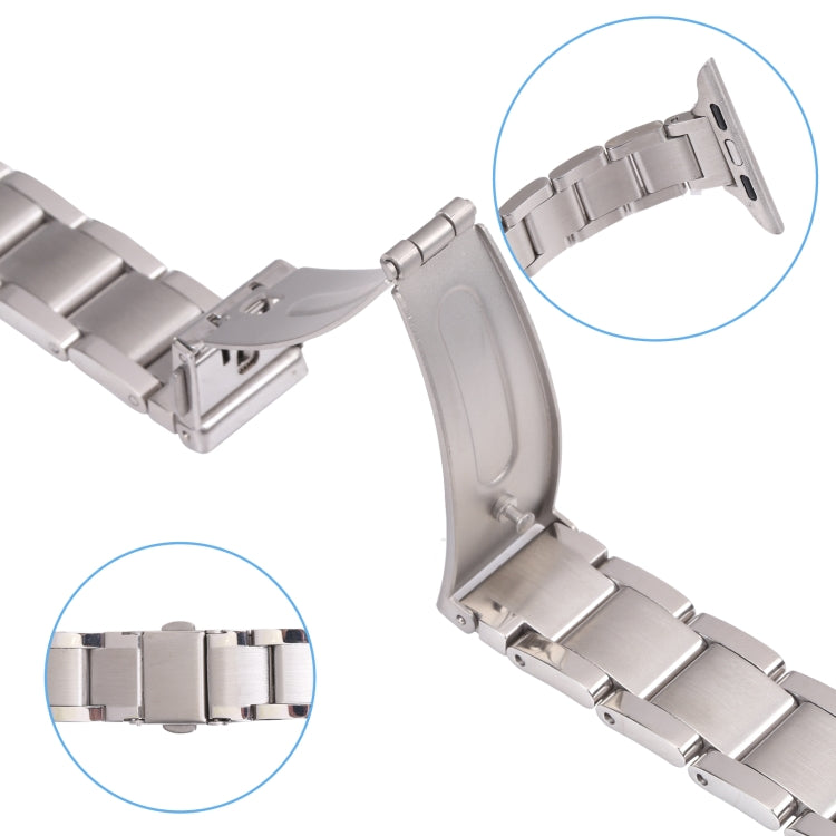 Three Beads Metal Watch Band For Apple Watch Ultra 49mm&Watch Ultra 2 49mm / Series 9&8&7 45mm / SE 3&SE 2&6&SE&5&4 44mm / 3&2&1 42mm(Silver) - Watch Bands by buy2fix | Online Shopping UK | buy2fix