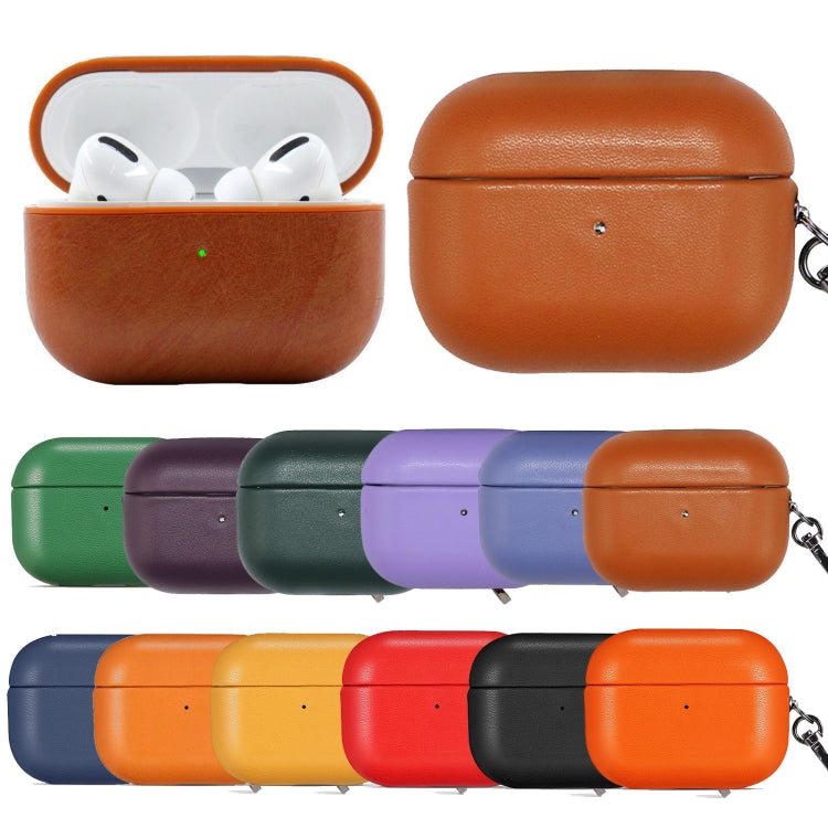 For Apple AirPods Pro PU Leather Wireless Bluetooth Earphone Protective Case(Wisteria) - For AirPods Pro by buy2fix | Online Shopping UK | buy2fix