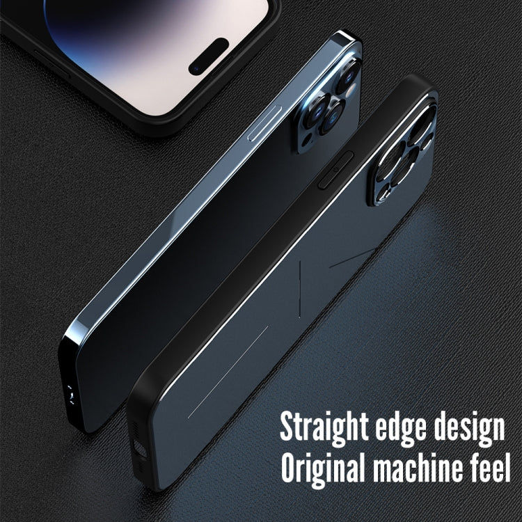 For iPhone 14 R-JUST RJ52 3-Line Style Metal TPU Shockproof Phone Case(Black) - iPhone 14 Cases by R-JUST | Online Shopping UK | buy2fix