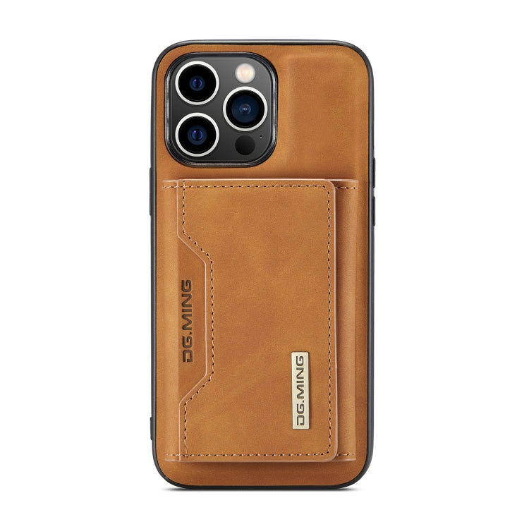 For iPhone 14 Pro DG.MING M2 Series 3-Fold Card Bag Leather Case(Brown) - iPhone 14 Pro Cases by DG.MING | Online Shopping UK | buy2fix