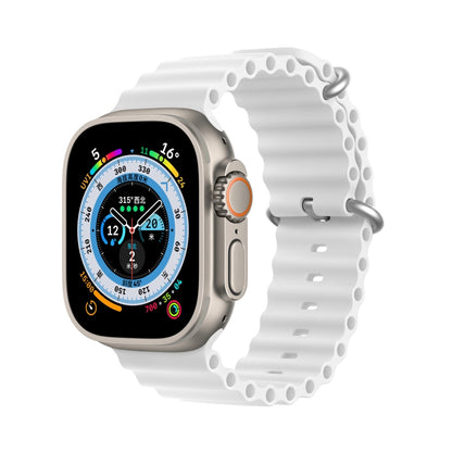 DUX DUCIS Sea Wave Silicone Watch Band For Apple Watch Series 8&7 41mm / SE 2&6&SE&5&4 40mm / 3&2&1 38mm(White) - Watch Bands by DUX DUCIS | Online Shopping UK | buy2fix