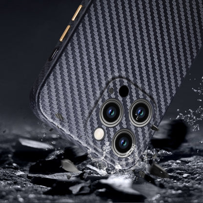 For iPhone 14 Pro R-JUST Carbon Fiber Texture Kevlar Phone Case(Grey) - iPhone 14 Pro Cases by R-JUST | Online Shopping UK | buy2fix