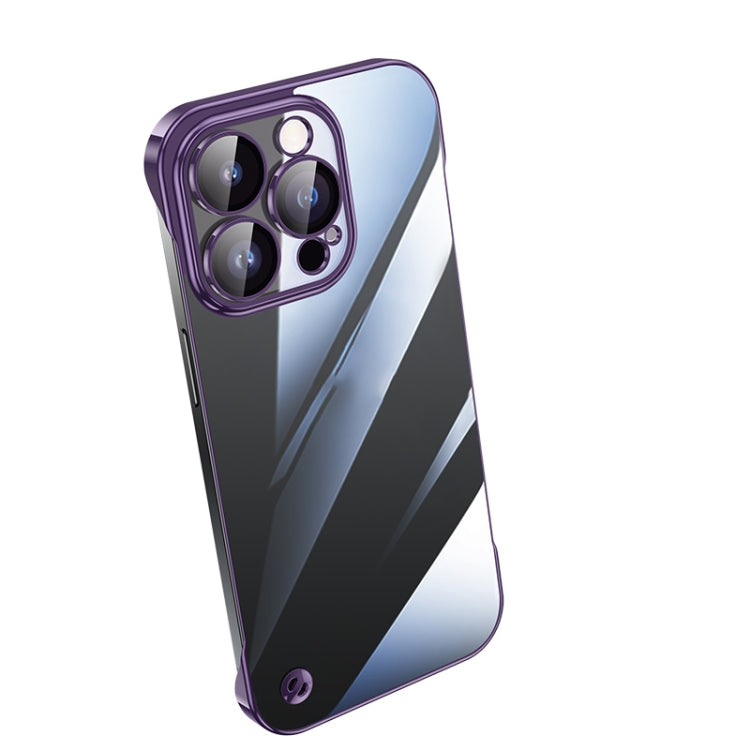 For iPhone 12 Pro Electroplating Frameless Clear PC Phone Case(Purple) - iPhone 12 / 12 Pro Cases by buy2fix | Online Shopping UK | buy2fix