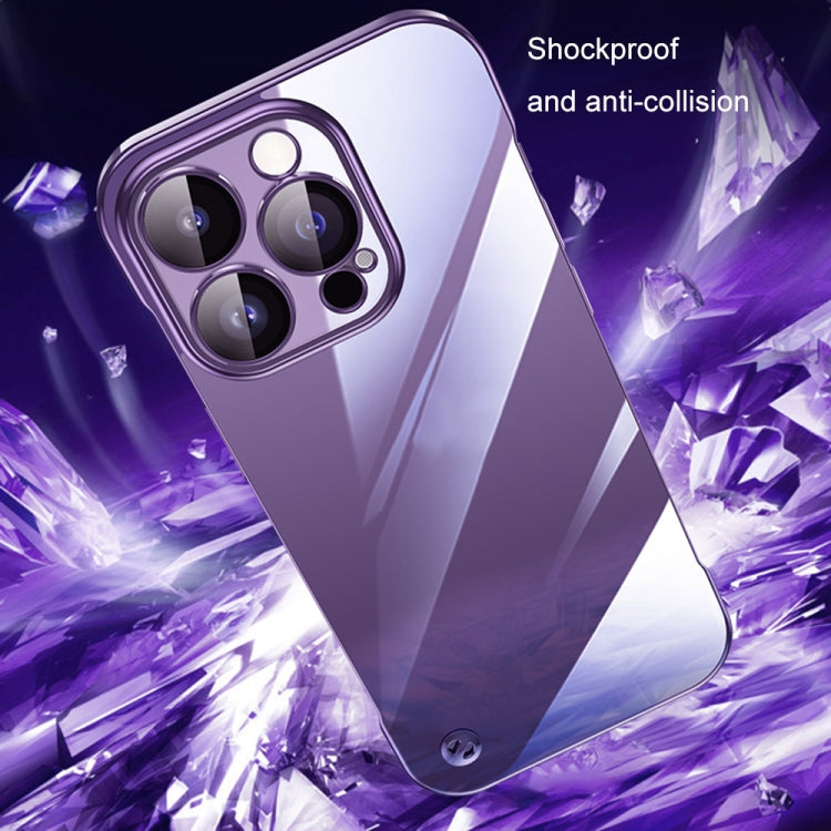 For iPhone 12 Pro Electroplating Frameless Clear PC Phone Case(Purple) - iPhone 12 / 12 Pro Cases by buy2fix | Online Shopping UK | buy2fix