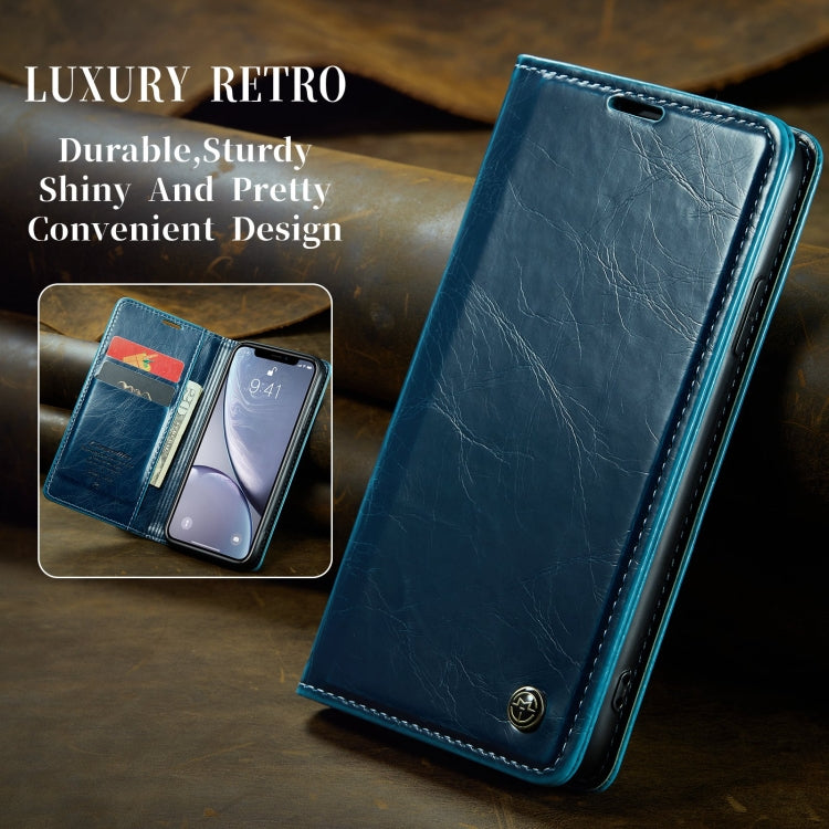 For iPhone XR CaseMe 003 Crazy Horse Texture Leather Phone Case(Blue) - More iPhone Cases by CaseMe | Online Shopping UK | buy2fix