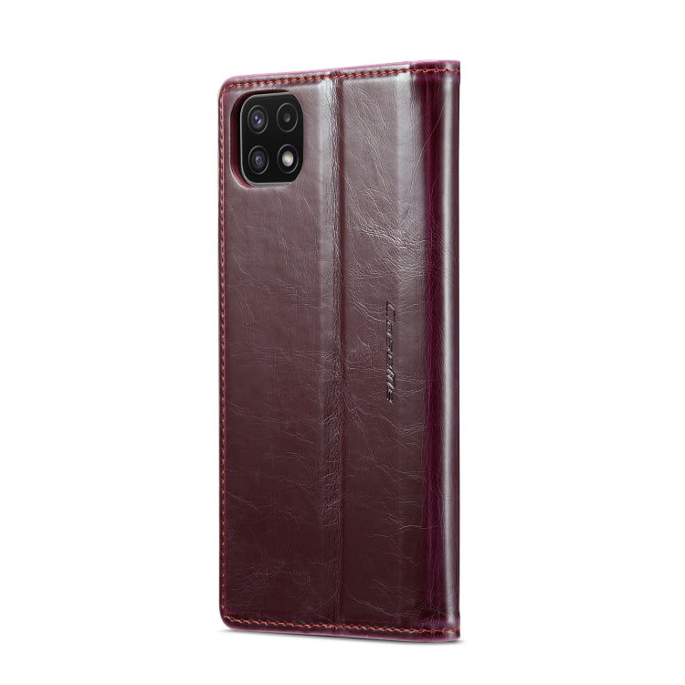 For Samsung Galaxy A22 5G / F42 5G CaseMe 003 Crazy Horse Texture Leather Phone Case(Wine Red) - Galaxy Phone Cases by CaseMe | Online Shopping UK | buy2fix