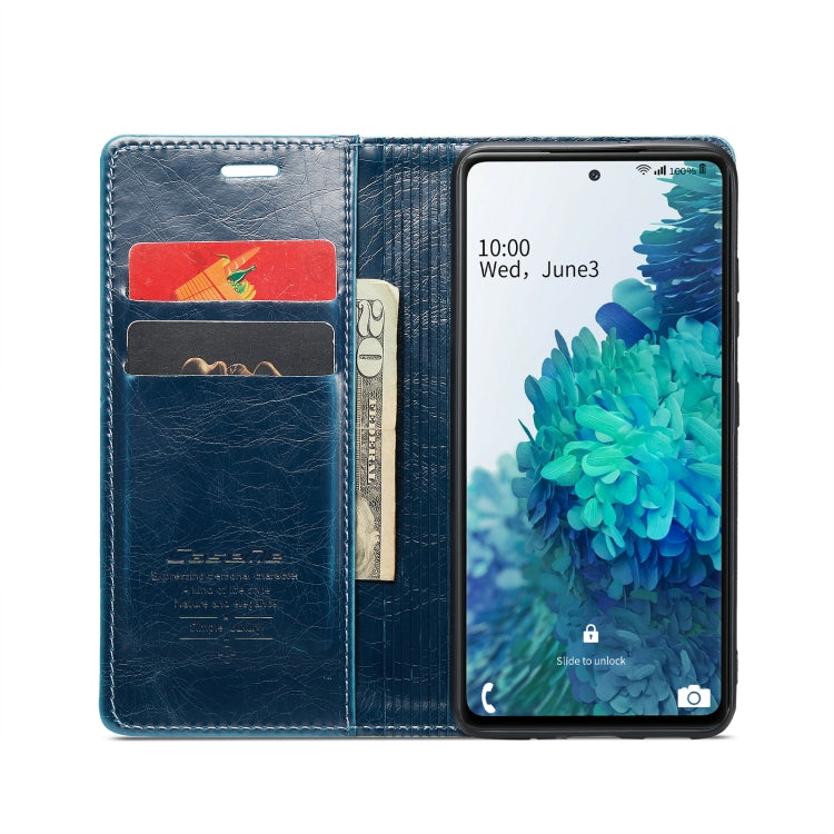 For Samsung Galaxy S20 FE CaseMe 003 Crazy Horse Texture Leather Phone Case(Blue) - Galaxy Phone Cases by CaseMe | Online Shopping UK | buy2fix