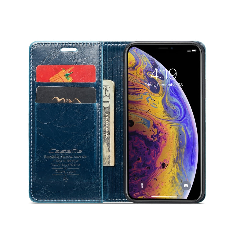 For iPhone XS CaseMe 003 Crazy Horse Texture Leather Phone Case(Blue) - More iPhone Cases by CaseMe | Online Shopping UK | buy2fix